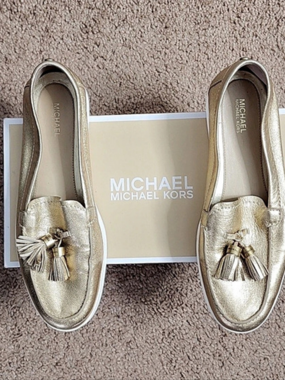Michael Kors Callahan Moc Leather Loafers in Gold US 8M